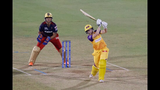 Alyssa Healy of UP Warriorz plays a shot during match eight of the Women’s Premier League between the the Royal Challengers Bangalore and the UP Warriorz held at the Brabourne Stadium, Mumbai, March 10, 2023 (SPORTZPICS)