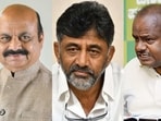 Karnataka CM Basavaraj Bommai, Congress leader DK Shivakumar and JDS HD Kumaraswamy.