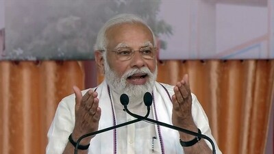 Prime Minister Narendra Modi addresses at the Akhil Bhartiya Shiksha Sangh Adhiveshan, in Gandhinagar on Friday. (ANI) Prime Minister Narendra Modi addresses at the Akhil Bhartiya Shiksha Sangh Adhiveshan, in Gandhinagar on Friday. (ANI)