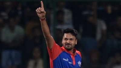 IPL 2023: Mukesh Kumar celebrates a wicket for DC. (AFP) IPL 2023: Mukesh Kumar celebrates a wicket for DC. (AFP)