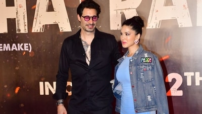Sunny Leone and husband Daniel Weber attended the screening of Chatrapathi on Thursday. While Daniel was in black, Sunny was in a blue outfit and a denim jacket. (Varinder Chawla) Sunny Leone and husband Daniel Weber attended the screening of Chatrapathi on Thursday. While Daniel was in black, Sunny was in a blue outfit and a denim jacket. (Varinder Chawla)