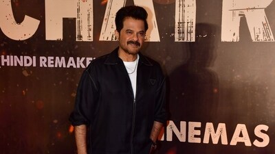 Anil Kapoor was also spotted at Chatrapathi screening on Thursday. He was in white T-shirt paired with black pants and a black jacket. He is currently gearing up for the second season of The Night Manager. (Varinder Chawla) Anil Kapoor was also spotted at Chatrapathi screening on Thursday. He was in white T-shirt paired with black pants and a black jacket. He is currently gearing up for the second season of The Night Manager. (Varinder Chawla)
