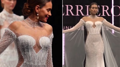 The image shows the dress that bagged a world record for having most crystals on it. (Instagram/@guinnessworldrecords) The image shows the dress that bagged a world record for having most crystals on it. (Instagram/@guinnessworldrecords)