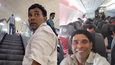Man's first time on a plane. (Instagram/@jatin_lamba_) Man's first time on a plane. (Instagram/@jatin_lamba_)