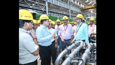 Member (Traction and Rolling Stock), Railway Board, Naveen Gulati during inspection of Banaras Locomotive Works. (Sourced)