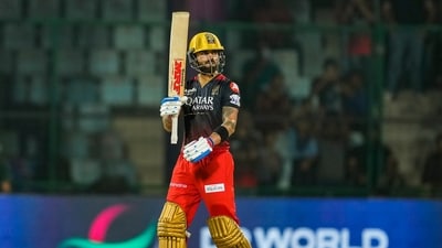 IPL 2023: Virat Kohli celebrates a half-century. (PTI) IPL 2023: Virat Kohli celebrates a half-century. (PTI)