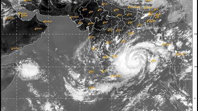 Satellite image showing the location of Cyclone Mocha in the Bay of Bengal. (PTI) Satellite image showing the location of Cyclone Mocha in the Bay of Bengal. (PTI)