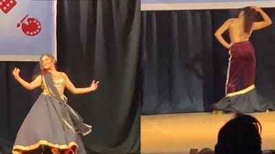Woman changes outfit mid dance. (Instagram/@Dr. Shreya Jadhav) Woman changes outfit mid dance. (Instagram/@Dr. Shreya Jadhav)