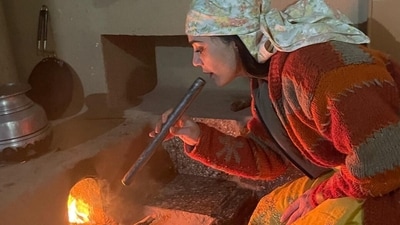 Preity Zinta shared photos of herself lighting a traditional chulha at home. Preity Zinta shared photos of herself lighting a traditional chulha at home.