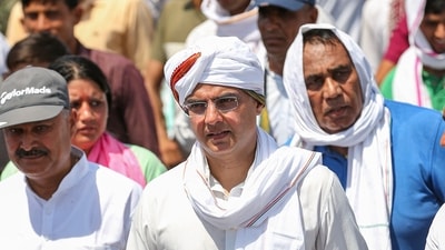 Ajmer: Congress leader Sachin Pilot during his Jan Sanghrah Yatra in Kishangarh tehsil in Ajmer district, Friday, May 12, 2023. (PTI Photo) (PTI05_12_2023_000164B) (PTI) Ajmer: Congress leader Sachin Pilot during his Jan Sanghrah Yatra in Kishangarh tehsil in Ajmer district, Friday, May 12, 2023. (PTI Photo) (PTI05_12_2023_000164B) (PTI)