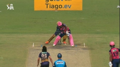 Samson blocking a wide to let Yashasvi Jaiswal get to his hundred Samson blocking a wide to let Yashasvi Jaiswal get to his hundred