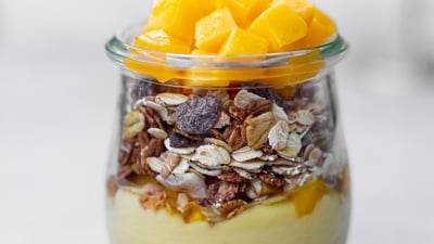 Mango and Yogurt Parfait: Layer diced mango, vanilla yoghurt, and granola in a glass for a healthy and delicious breakfast or dessert option. (Unsplash) Mango and Yogurt Parfait: Layer diced mango, vanilla yoghurt, and granola in a glass for a healthy and delicious breakfast or dessert option. (Unsplash)