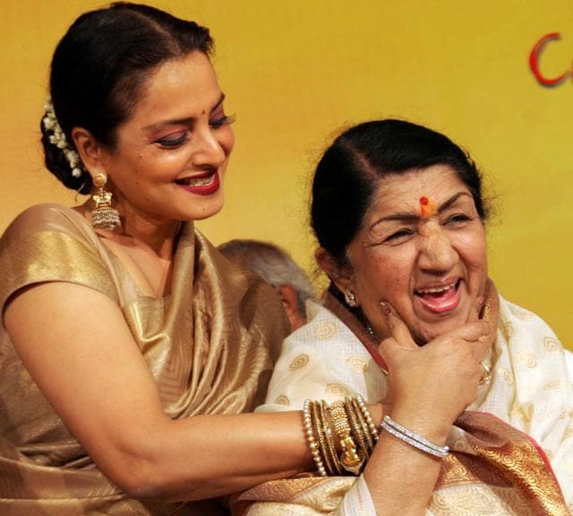 Actor Rekha with Lata Mangeshkar at a function on 25 February 2007. (Vijayanand Gupta/HT Photo) Actor Rekha with Lata Mangeshkar at a function on 25 February 2007. (Vijayanand Gupta/HT Photo)