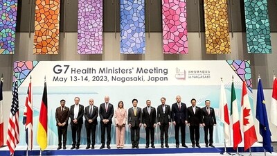 Union Health Minister Mansukh Mandaviya in a group picture with his The Group of Seven health ministers counterparts during the inaugural session of the G7 Health Ministers' Meeting, in Nagasaki on Saturday. (Mansukh Mandaviya Twitter)