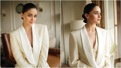 Alia Bhatt nails the rules of power dressing in plunge-neck white pantsuit for new photoshoot. (Instagram) Alia Bhatt nails the rules of power dressing in plunge-neck white pantsuit for new photoshoot. (Instagram)