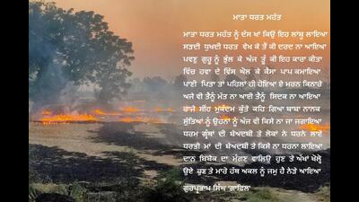 Amit Sharma’s photo of wheat stubble inferno. (HT Photo) Amit Sharma’s photo of wheat stubble inferno. (HT Photo)