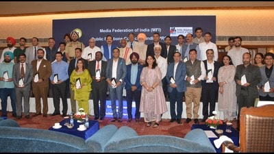 Awardees posing for a picture during the felicitation ceremony in Chandigarh on Friday evening (Photo: Sant Arora/HT) Awardees posing for a picture during the felicitation ceremony in Chandigarh on Friday evening (Photo: Sant Arora/HT)