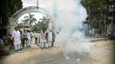 Celebrations at the Bihar Congress office in Patna after the Karnataka win. (Santosh Kumar/HT) Celebrations at the Bihar Congress office in Patna after the Karnataka win. (Santosh Kumar/HT)