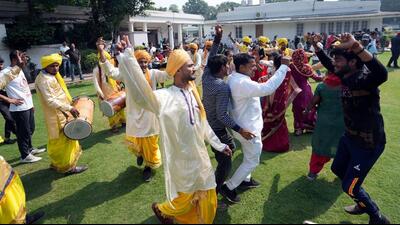 Celebrations at the Congress headquarters in Delhi on Saturday. (PTI) Celebrations at the Congress headquarters in Delhi on Saturday. (PTI)