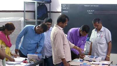 EVMs and VVPATs being sealed and secured at a polling booth in Bengaluru. (ANI)