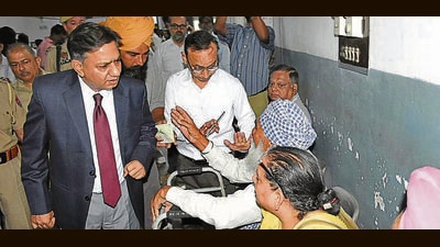 National Lok Adalat in progress at a district court in Ludhiana on Saturday. (Manish/Ht)