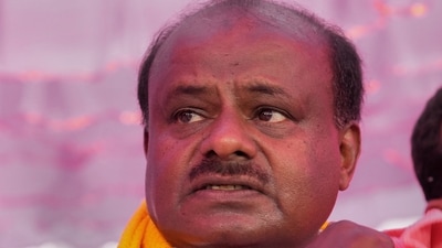 Ex-Karnataka chief minister and Janata Dal (Secular) chief HD Kumaraswamy at a party event in Bengaluru, on Friday, April 14, 2023. (PTI Photo/Shailendra Bhojak) Ex-Karnataka chief minister and Janata Dal (Secular) chief HD Kumaraswamy at a party event in Bengaluru, on Friday, April 14, 2023. (PTI Photo/Shailendra Bhojak)