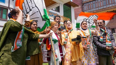 Congress is on its way to scoring an emphatic victory in Karnataka polls, winning 50 seats and gaining the lead in 87 others as party leaders thanked the voters for their support. Party workers and supporters broke into celebrations in Karnataka and the party headquarters in Delhi. (PTI) Congress is on its way to scoring an emphatic victory in Karnataka polls, winning 50 seats and gaining the lead in 87 others as party leaders thanked the voters for their support. Party workers and supporters broke into celebrations in Karnataka and the party headquarters in Delhi. (PTI)