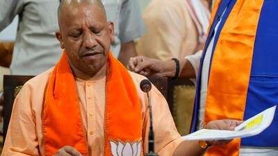 UP Chief Minister Yogi Adityanath thanked people and congratulated BJP workers on the party's massive victory in the urban local body polls. (PTI) UP Chief Minister Yogi Adityanath thanked people and congratulated BJP workers on the party's massive victory in the urban local body polls. (PTI)