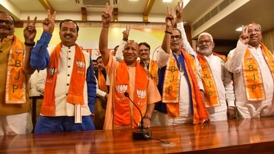 "Hearty congratulations to all the dedicated and hardworking workers of the BJP and the people of Uttar Pradesh, who love good governance, on the massive victory of the BJP in the Uttar Pradesh municipal elections," Adityanath said in a tweet in Hindi. (PTI) "Hearty congratulations to all the dedicated and hardworking workers of the BJP and the people of Uttar Pradesh, who love good governance, on the massive victory of the BJP in the Uttar Pradesh municipal elections," Adityanath said in a tweet in Hindi. (PTI)