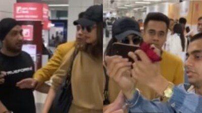 Priyanka Chopra got irritated after fans inside Delhi airport got very close to her. Priyanka Chopra got irritated after fans inside Delhi airport got very close to her.