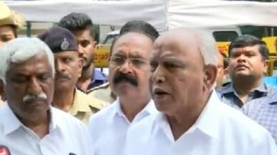 Former Karnataka chief minister BS Yediyurappa urged the BJP workers not to be panicked about the Karnataka election results. (Twitter/ANI)