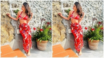 Just a day before, Mouni Roy had shared a series of pictures on her Instagram account wearing a breathtaking red ensemble. She captioned the post "Amalfi". (Instagram/@imouniroy) Just a day before, Mouni Roy had shared a series of pictures on her Instagram account wearing a breathtaking red ensemble. She captioned the post "Amalfi". (Instagram/@imouniroy)