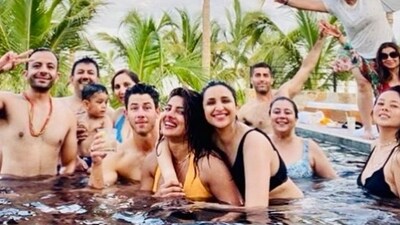 Parineeti Chopra, Priyanka Chopra, Nick Jonas and their other friends had a blast in the pool as part of Priyanka's 40th birthday celebrations last year. Parineeti Chopra, Priyanka Chopra, Nick Jonas and their other friends had a blast in the pool as part of Priyanka's 40th birthday celebrations last year. 