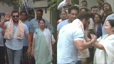Salman Khan with Mamata Banerjee in Kolkata. (Pic: ANI) (ANI) Salman Khan with Mamata Banerjee in Kolkata. (Pic: ANI) (ANI)