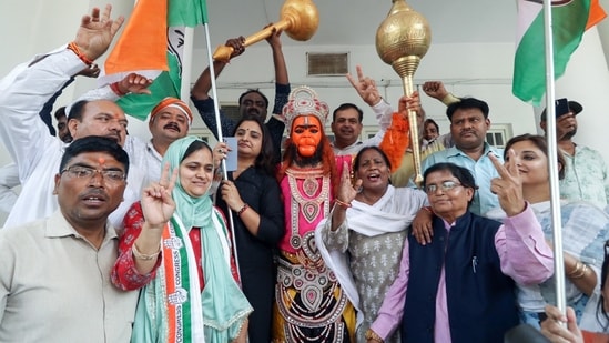 Bharatiya Janata Party has won 61 seats and is leading on four others.&nbsp;(ANI)