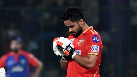 Punjab Kings' Prabhsimran Singh celebrates after completing his century (Rahul Singh)