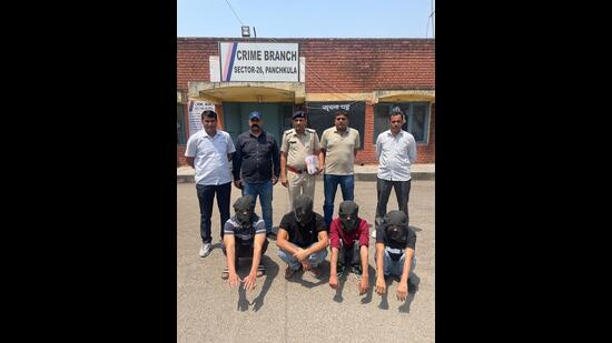 The accused have been identified as Gopal, alias Khagrend Sarki, 35, presently staying in Gurugram; Karan Bahadur, 30, and Asman Singh, 32, both presently staying in Ludhiana; and Tek Bahadur, 22, all hailing from Nepal. (HT Photo)