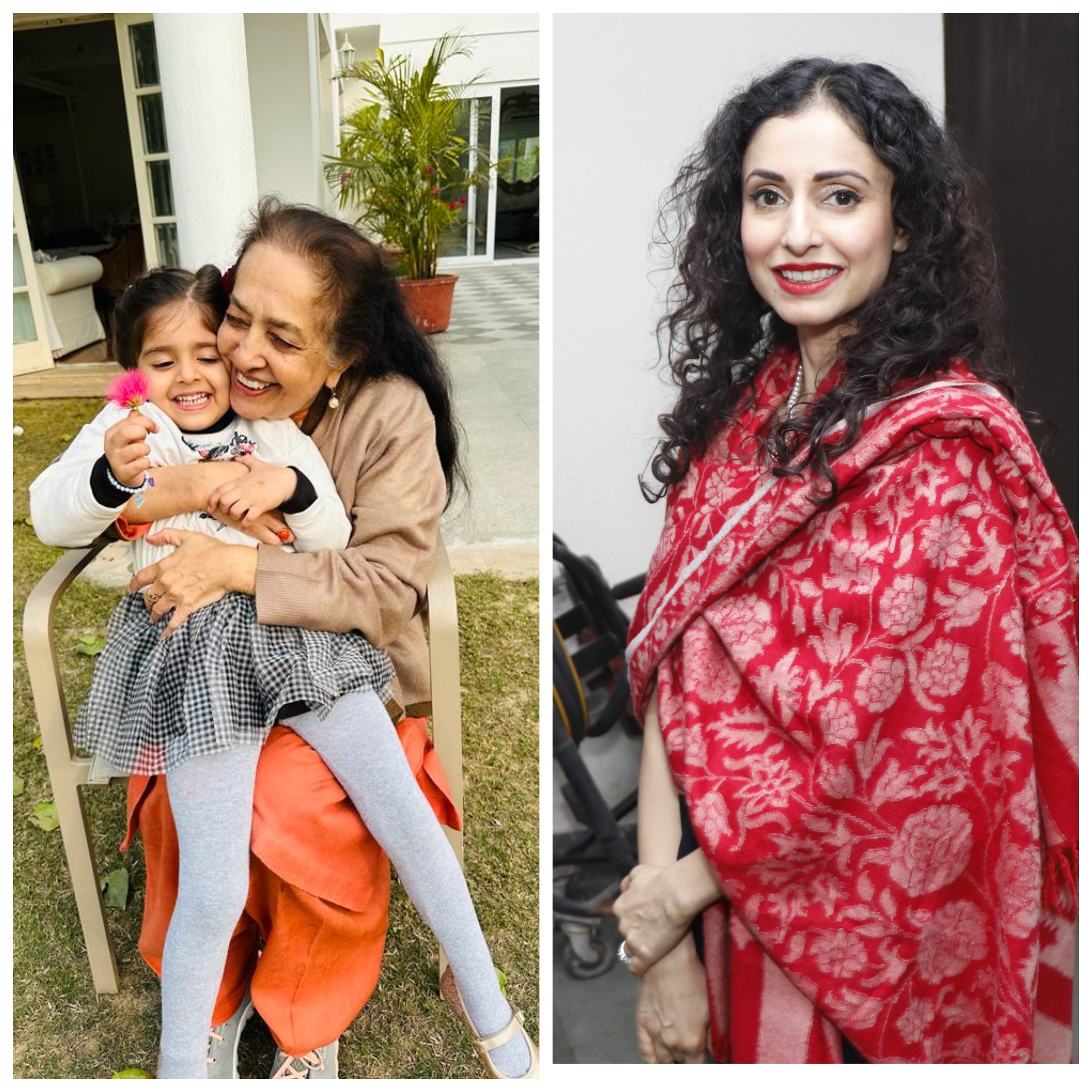 Gauri Karan (right) with her mother, Pratibha Karan on left