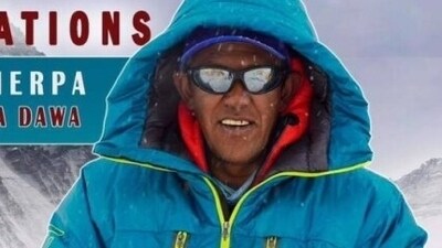 Pasang Dawa reached the top with a Hungarian client, said an official of his employer Imagine Nepal Treks, a hiking company. (Twitter/Everest Today) Pasang Dawa reached the top with a Hungarian client, said an official of his employer Imagine Nepal Treks, a hiking company. (Twitter/Everest Today)
