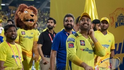 Chennai Super Kings' captain MS Dhoni walks on the ground to thank the crowd after Kolkata Knight Riders won the Indian Premier League cricket match against Chennai Super Kings in Chennai, India, Sunday, May 14, 2023. (AP Photo /R. Parthibhan) (AP) Chennai Super Kings' captain MS Dhoni walks on the ground to thank the crowd after Kolkata Knight Riders won the Indian Premier League cricket match against Chennai Super Kings in Chennai, India, Sunday, May 14, 2023. (AP Photo /R. Parthibhan) (AP)