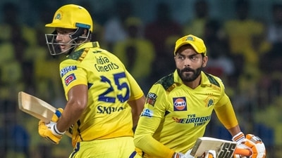 Chennai Super Kings' Ravindra Jadeja, right, and Shivam Dube run between the wickets during the Indian Premier League cricket match between Kolkata Knight Riders and Chennai Super Kings in Chennai, India, Sunday, May 14, 2023. (AP Photo /R. Parthibhan) (AP) Chennai Super Kings' Ravindra Jadeja, right, and Shivam Dube run between the wickets during the Indian Premier League cricket match between Kolkata Knight Riders and Chennai Super Kings in Chennai, India, Sunday, May 14, 2023. (AP Photo /R. Parthibhan) (AP)
