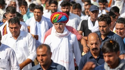 Sachin Pilot's Jan Sangharsh Yatra in Rajasthan demanding action against corruption. (PTI)