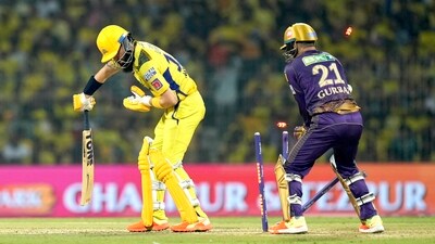 Moeen Ali being bowled out by Sunil Narine during the IPL 2023 encounter between Chennai Super Kings and Kolkata Knight Riders (PTI) Moeen Ali being bowled out by Sunil Narine during the IPL 2023 encounter between Chennai Super Kings and Kolkata Knight Riders (PTI)