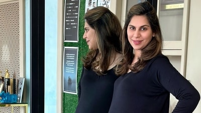 Sharing a photo of herself showing her baby bump in a black outfit, Ram Charan's wife Upasana said she 'embraced motherhood for all the right reasons'. Sharing a photo of herself showing her baby bump in a black outfit, Ram Charan's wife Upasana said she 'embraced motherhood for all the right reasons'. 