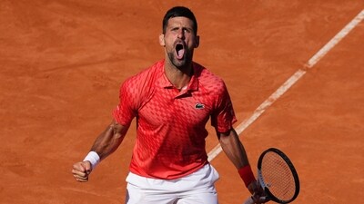 Serbia's Novak Djokovic reacts during his round of 32 match against Bulgaria's Grigor Dimitrov (REUTERS)