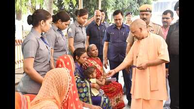 UP CM Yogi Adityanath at janta darbar in Gorakhpur on Sunday (ht photo) UP CM Yogi Adityanath at janta darbar in Gorakhpur on Sunday (ht photo)