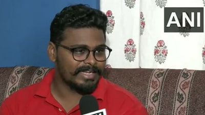 Prasanna Kumar, who took a solo bike ride from Kanyakumari to Kashmir. (ANI)