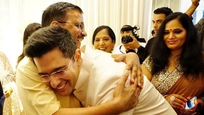 Kejriwal attended Raghav Chadha-Parineeti Chopra's engagement ceremony in Delhi on Saturday.