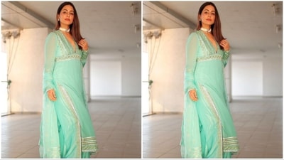 Over the weekend, Hina delighted her fans with a series of captivating photos on Instagram, accompanied by diamond-shaped emojis in the caption. (Instagram/@realhinakhan) Over the weekend, Hina delighted her fans with a series of captivating photos on Instagram, accompanied by diamond-shaped emojis in the caption. (Instagram/@realhinakhan)