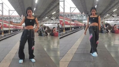 Woman dances to Leke Pehla Pehla Pyar on a platform in Mumbai. (Instagram/@_theshreyasingh_official) Woman dances to Leke Pehla Pehla Pyar on a platform in Mumbai. (Instagram/@_theshreyasingh_official)